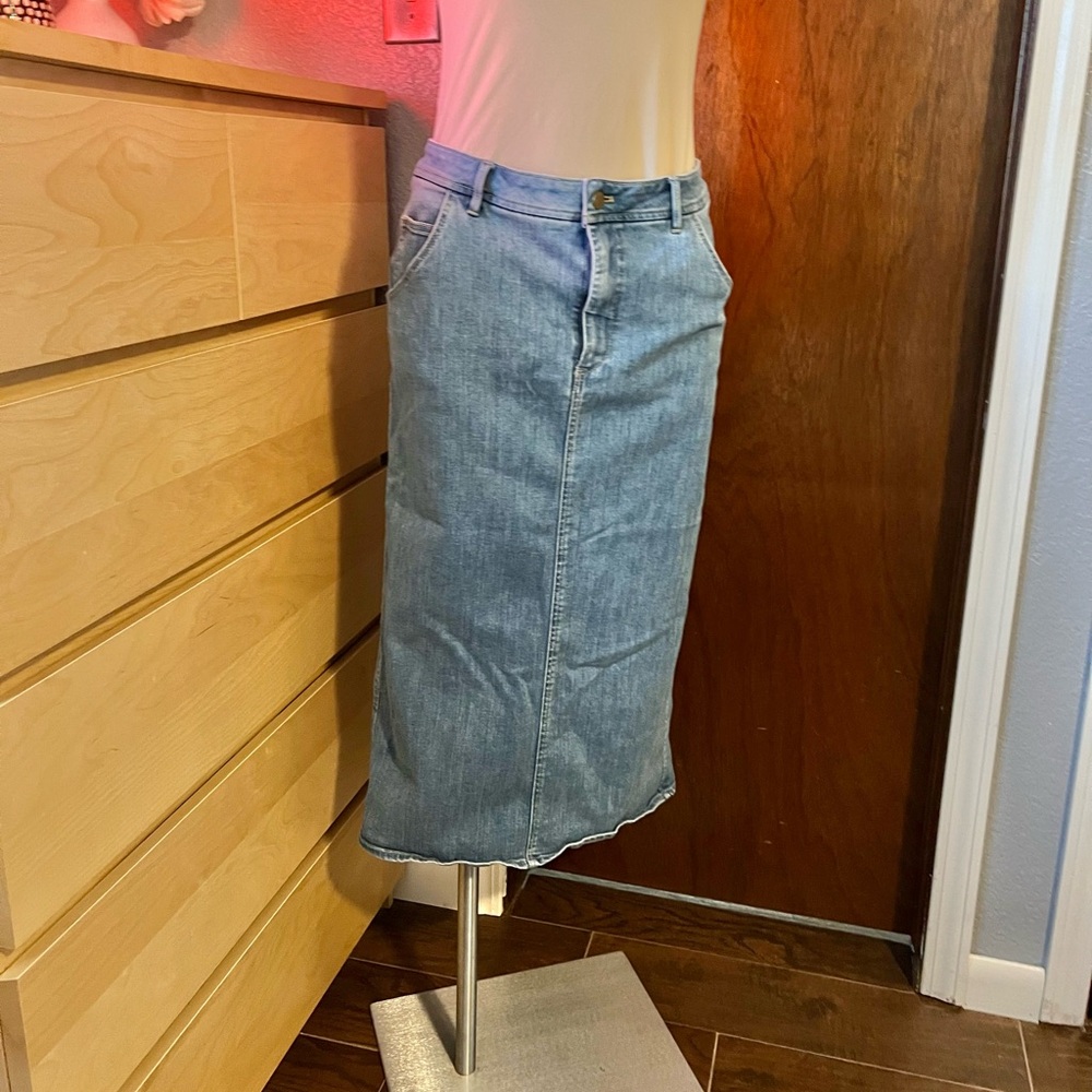 HOLDING HORSES Blue Denim Midi Skirt from Anthropologie